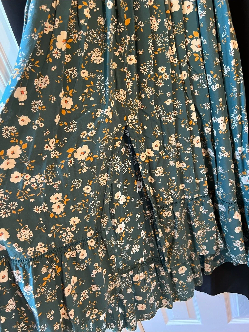 Patrons of Peace Teal Floral Smocked Maxi Skirt - Picture 3 of 5